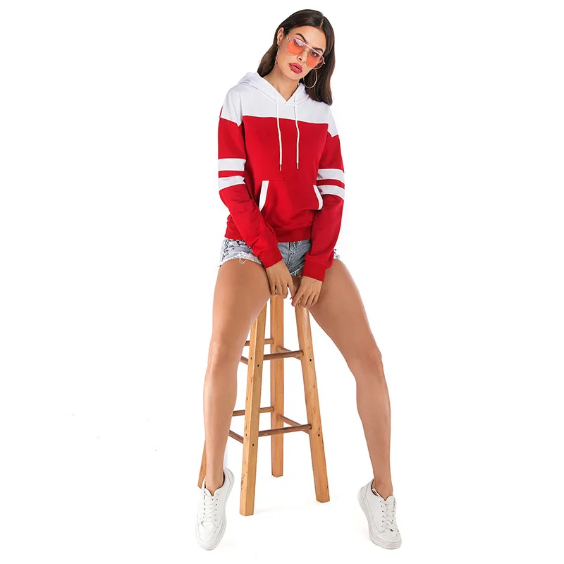 

2020 New Autumn Cotton Women Slim Stitching Color Hoodie Plus Size Long Sleeve Pullover Female Hooded Clothes Sweatshirt