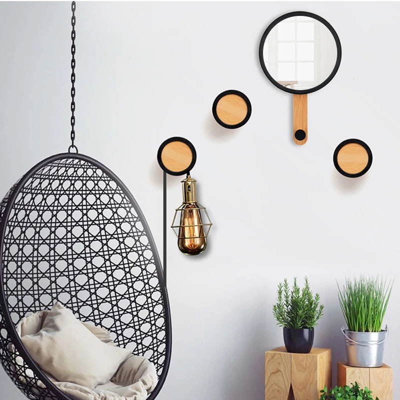 1 шт. настенные зеркальные крючки для дома вешалки пальто деревянные практичные