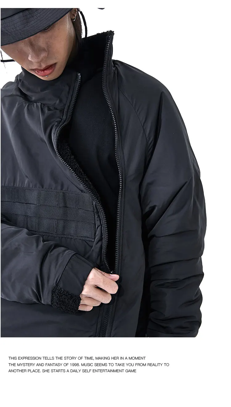 Pupil travel Wool warm jacket pullover with both side wearable front molle front pockets  molle techwear streetwear harajuku