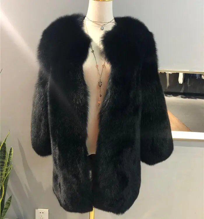 abbigliamento donna autunno inverno 2022 Length 77cm Red Fox Real Fur Woman Jacket Winter Thick Soft Warm Natural Fox Fur Coat enlarge