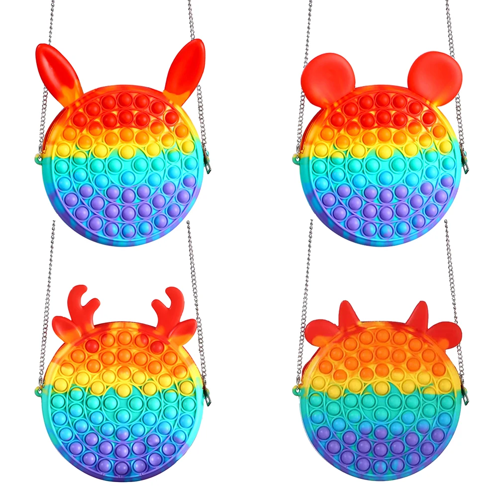 

Радужный силиконовый мешок, Пузырьковые игрушки-антистресс, антистресс, аутизм, пазл для взрослых, сенсорная игрушка, подарок для детей