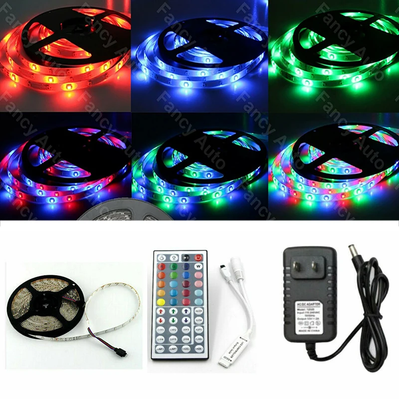 

Водонепроницаесветильник Светодиодная лента с 44 кнопками, 5 м, IP65, 5 м, 3528 RGB + источник питания 12 В