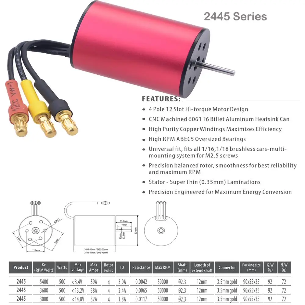 Водонепроницаемая серия SURPASS HOBBY KK 2445 5400KV 2 3 мм бесщеточный двигатель и 35A ESC для