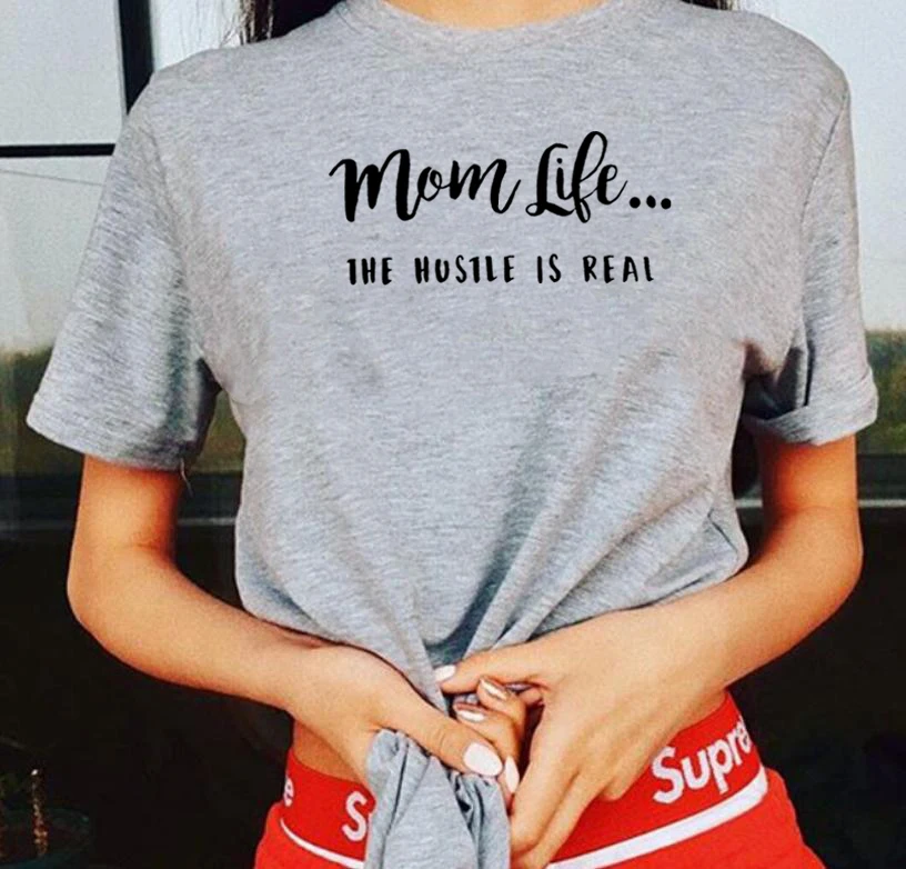 

Забавная женская футболка с круглым вырезом Mom Life, лето хлопковая футболка с коротким рукавом