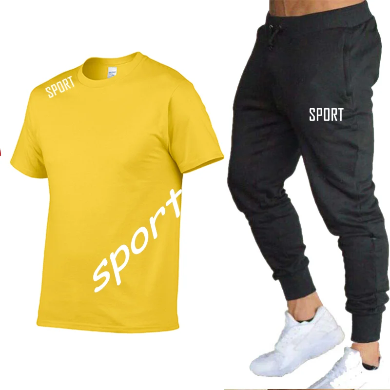 

2021 new fashion cotton sportswear golf suit shirt sets men's jogging suit men's causal suit T-shirt + pants 2-piece set S-3XL