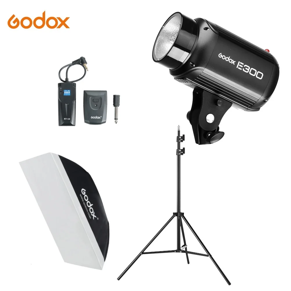 Godox E300 300Ws Фотостудия вспышка стробоскоп светильник + 50x70 см софтбокс 180 подставка