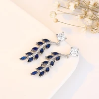 fashionable silver plated leaf stud earrings exquisite zircon womens stud earrings female students leisure party jewelry