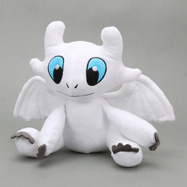 23cm white sit 35 см, Как приручить дракона 3, плюшевые игрушки, белый Беззубик, ночная Фурия, тефтул, штурмовик, Клык, светильник, Fury, чучело, куклы - Цвет: 23cm white sit
