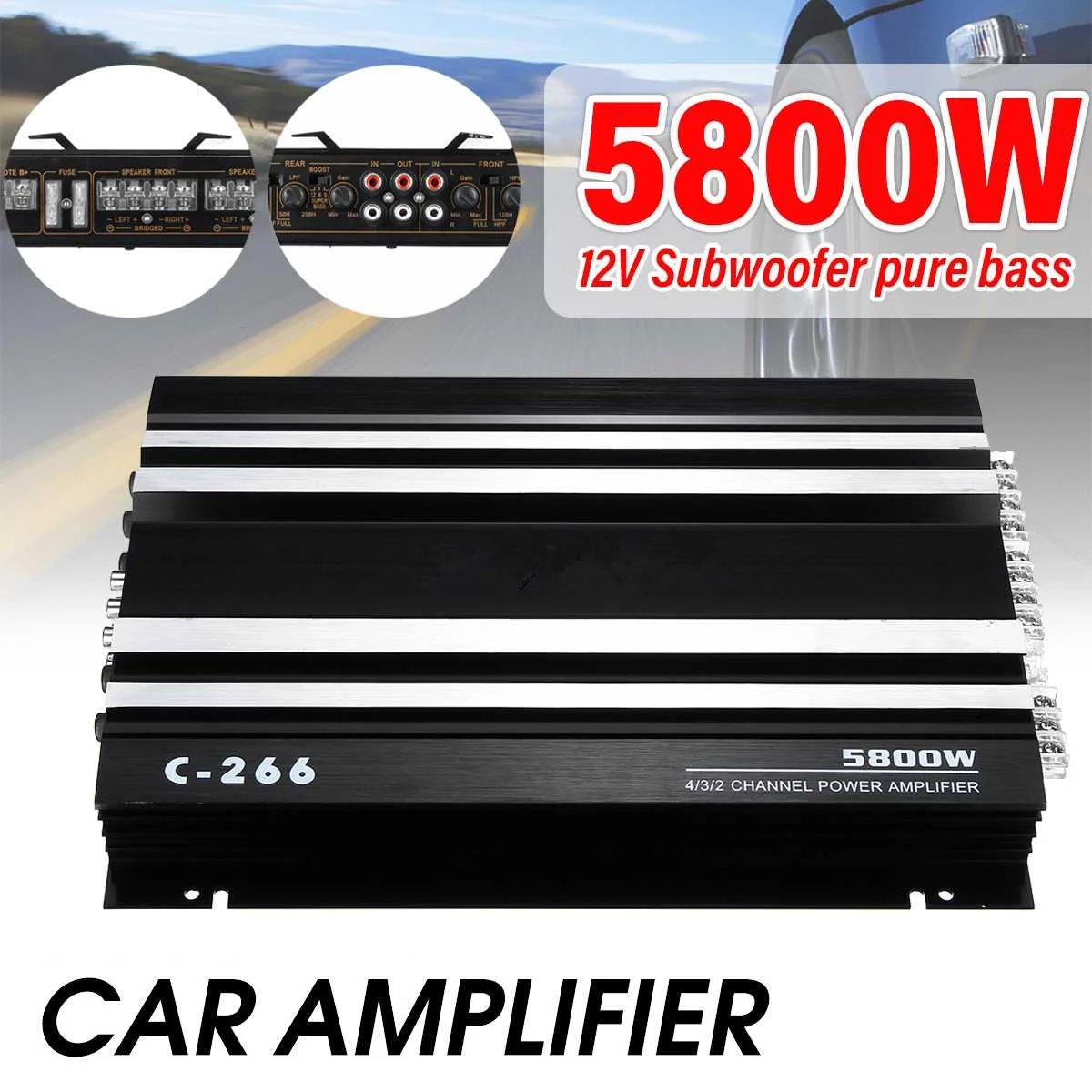 

5800 Watt 4 Channel 12V Car Amplifer Car Audio Power Amplifier Car Audio Amplifier for Cars Amplifier Subwoofer