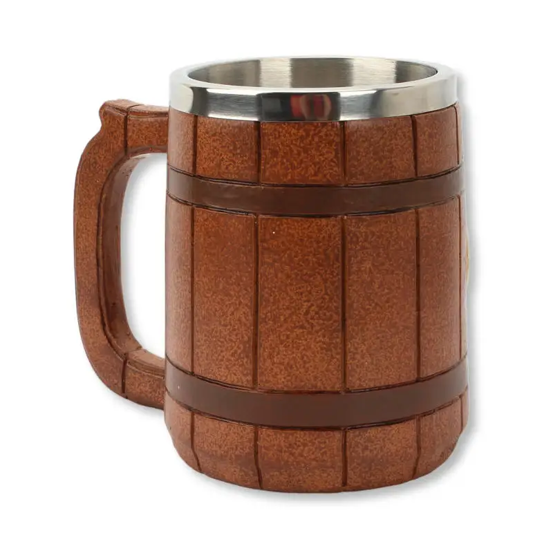 Пивная кружка в виде черепа из нержавеющей стали стиле ретро деревянная имитация