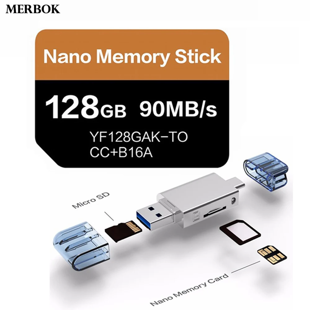 Для huawei mate 20 20X 20XS 20RS Pro Nano Memory Stick 128GB 90 МБ/с. NM карта с USB3.1 Gen 1 TF/NM кардридер