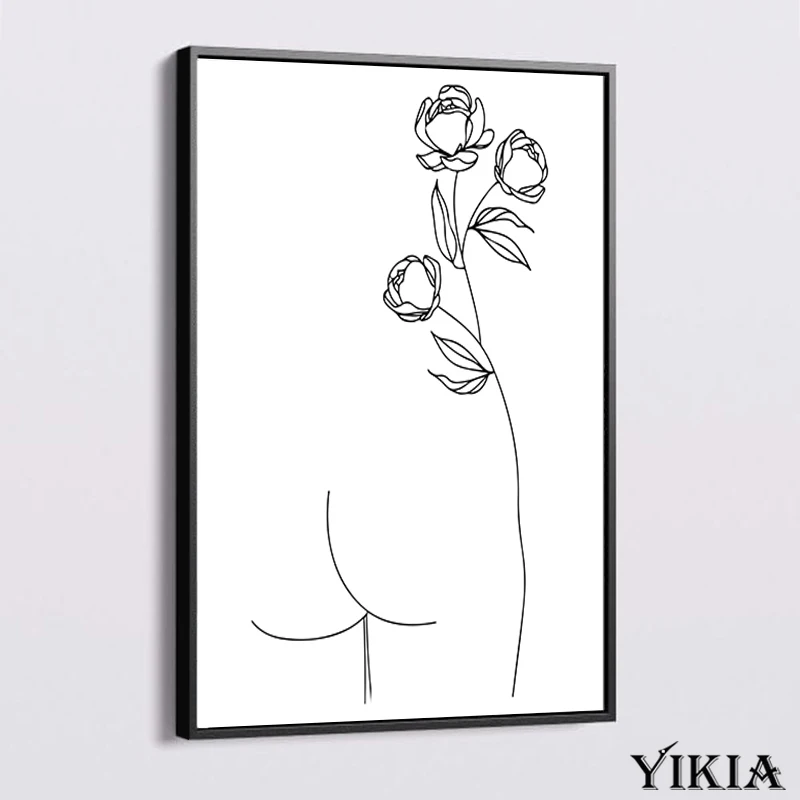 

Abstract Line Drawing Minimalist Rose Flower Sexy Nude Woman Man Poster Wall Art Painting Canvas Print Living Room Decoration