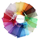 50 шт., мешочки из органзы для упаковки ювелирных изделий