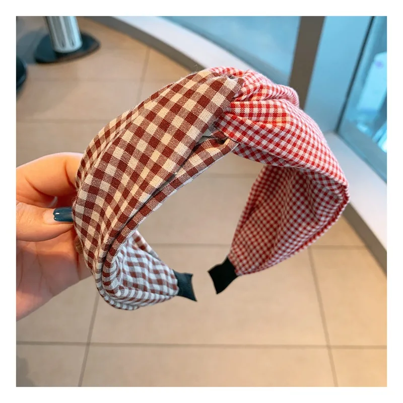 

early spring retro British lattice stitching cross wide version comfortable non-slip headband headband jewelry Adult Hairbands