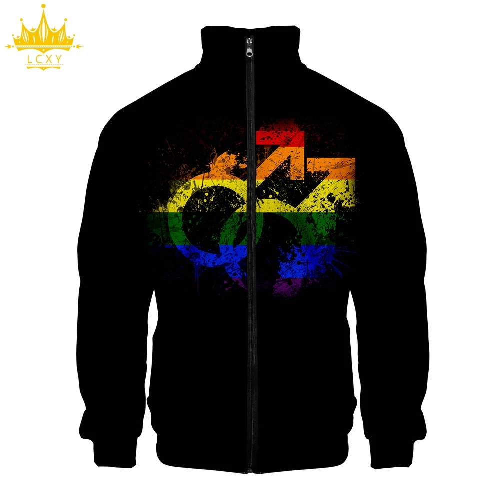 LGBT 3D воротник молния Мужская куртка Бомбер Толстовка K POP Off несколько цветов