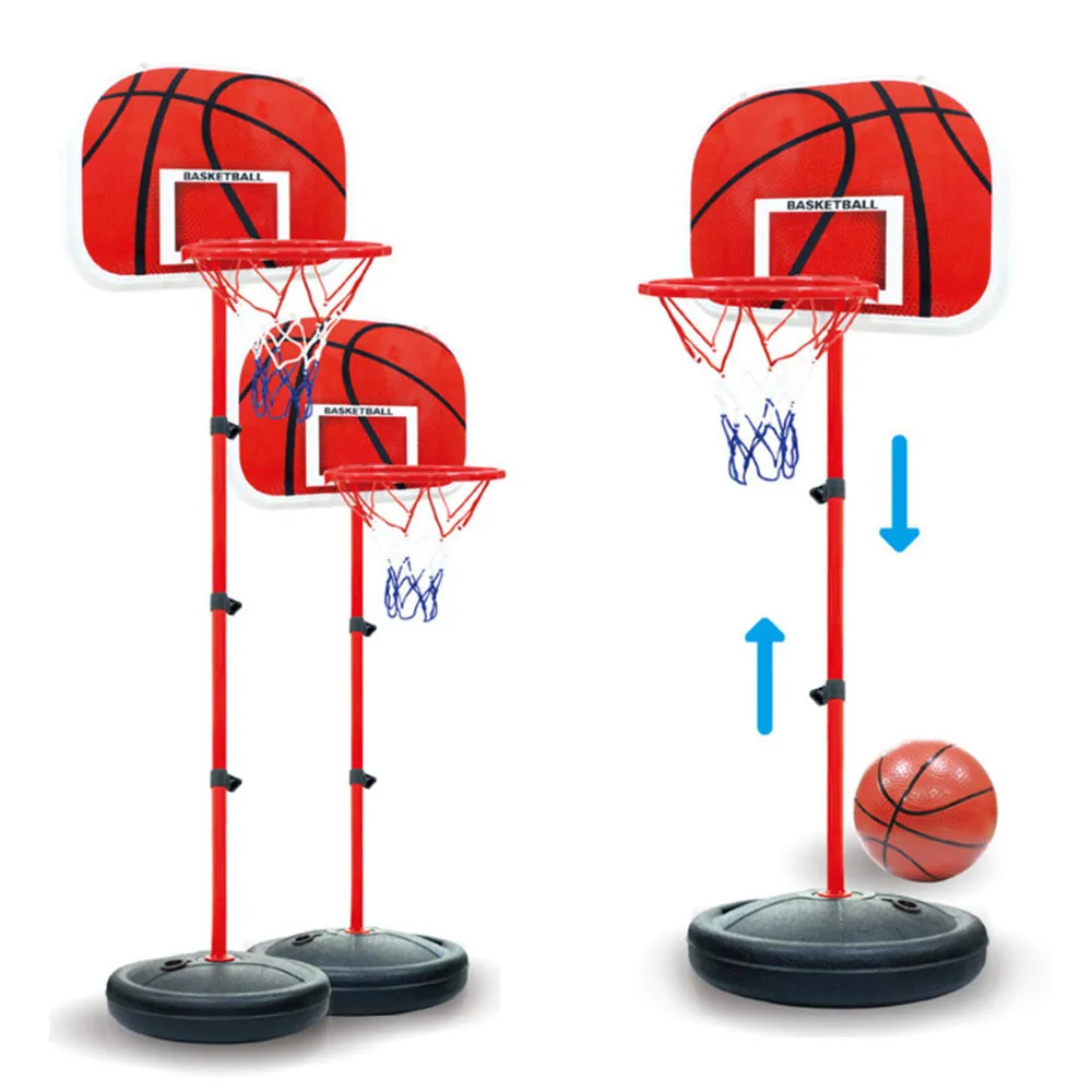 

63-165cm Portable Children's Basketball Stand Adjustable Basketball Backboard Height with Inflator Basque Game Set Indoor Sports
