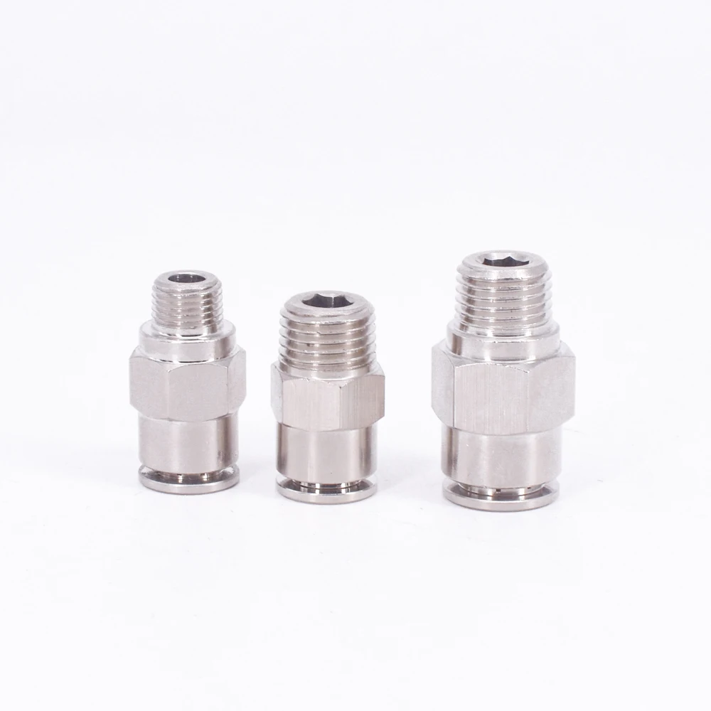 M5 1/8 &quot1/4" 3/8 &quot1/2" BSPT мужской пневматический никелированный латунный пуш ап