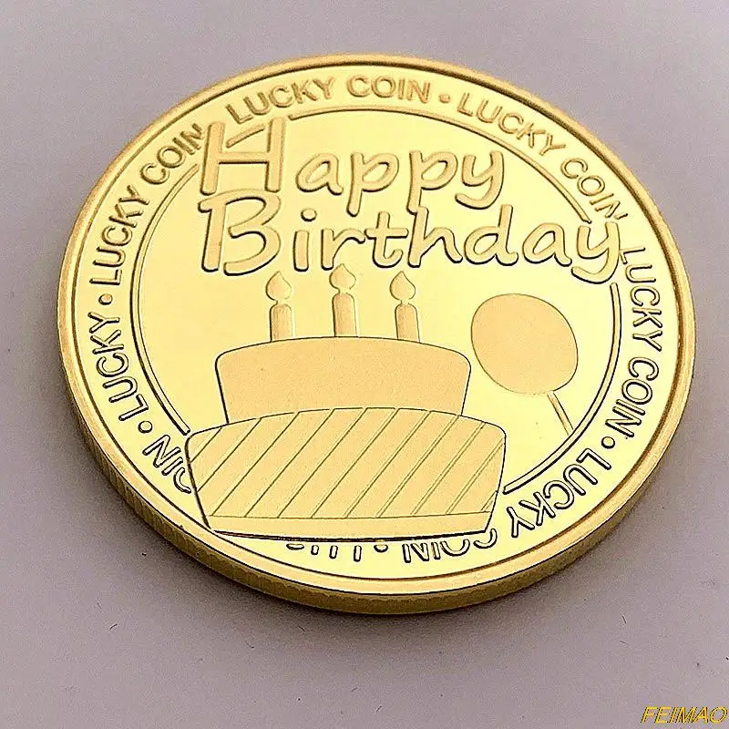 

Счастливая монета на день рождения, креативный подарок, коллекционная позолоченная сувенирная монета, коллекция счастливого дня рождения