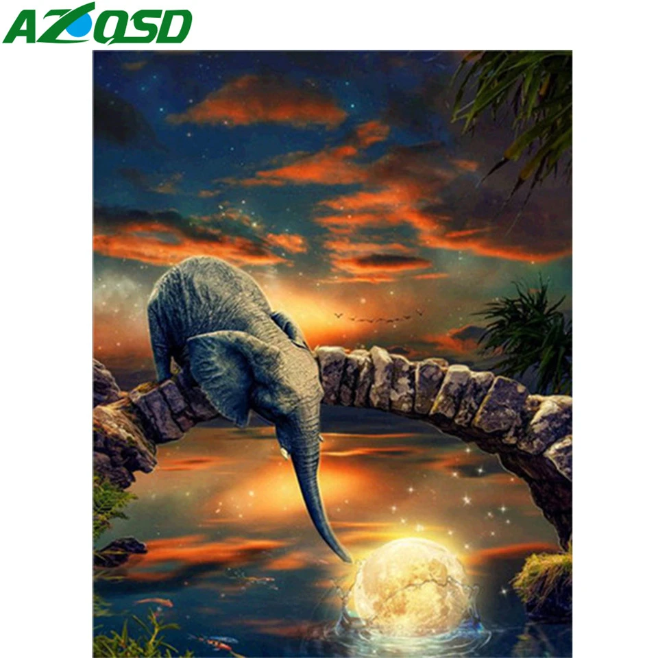 AZQSD краска по номерам для взрослых ручная животных ed подарок сделай сам