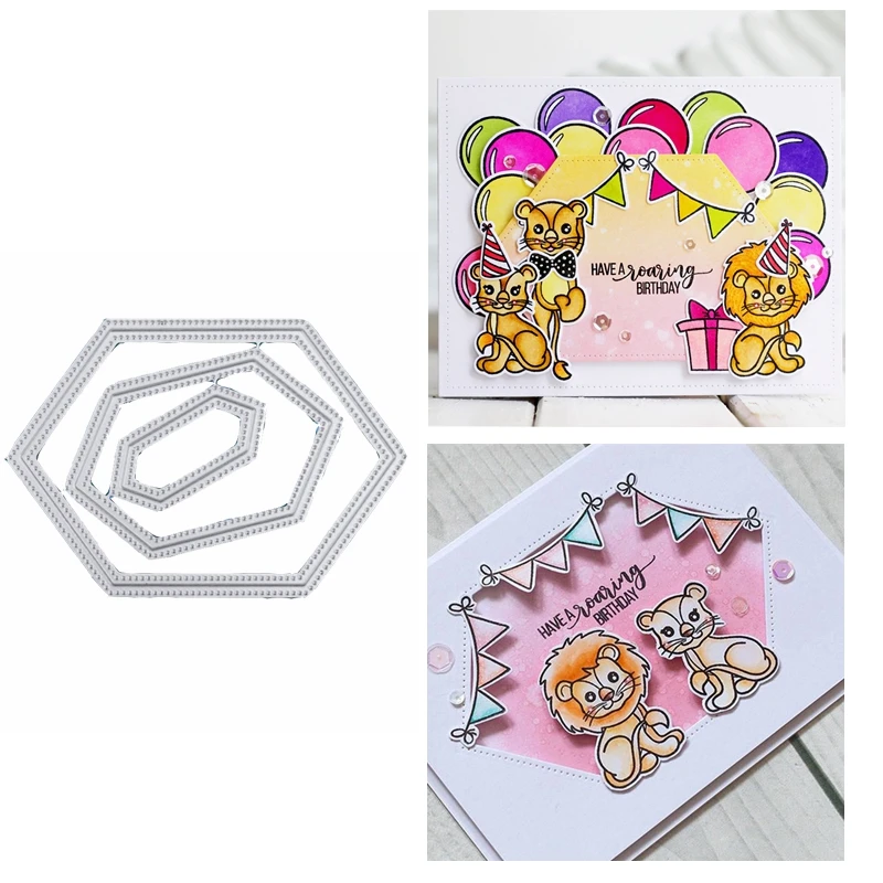

3PCS/Set Hexagon Geometry Element Frame Metal Cutting Dies Stencil For DIY Album Scrapbooking Template Making 2019 Hot Sell