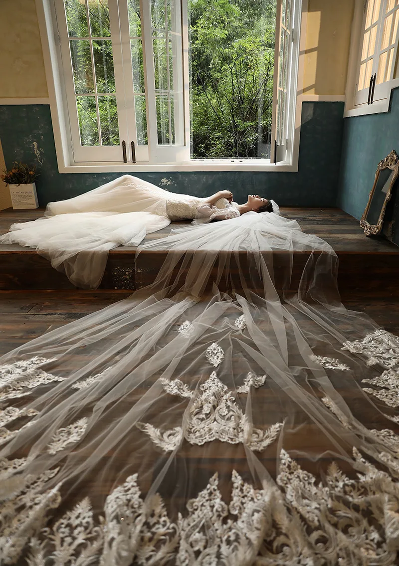 JaneVini Винтаж собор светильник Шампанское Длинные свадебная Фата с расческой два