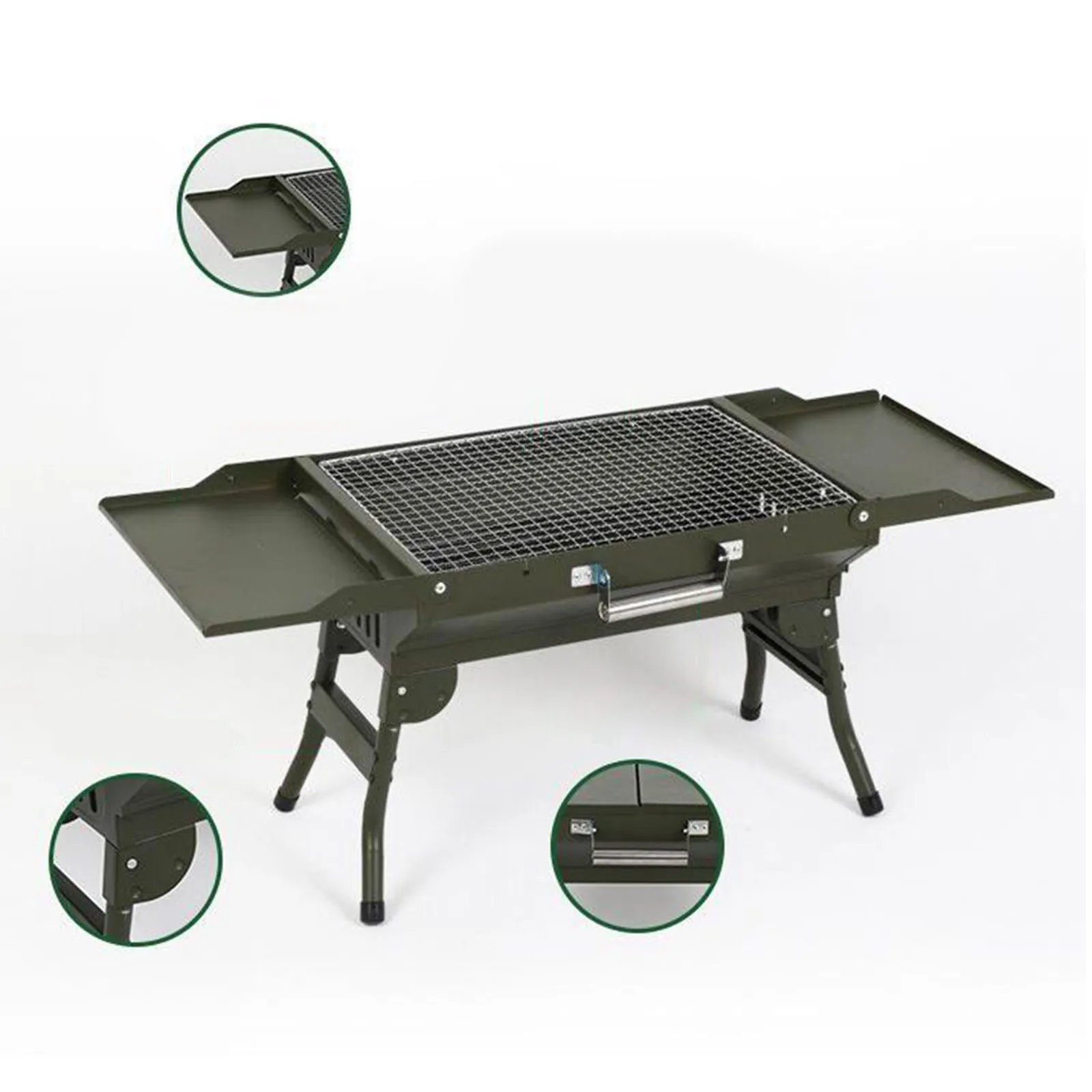

BBQ Grill Stainless Steel Barbecue Grill Smoker Charcoal BBQ Folding