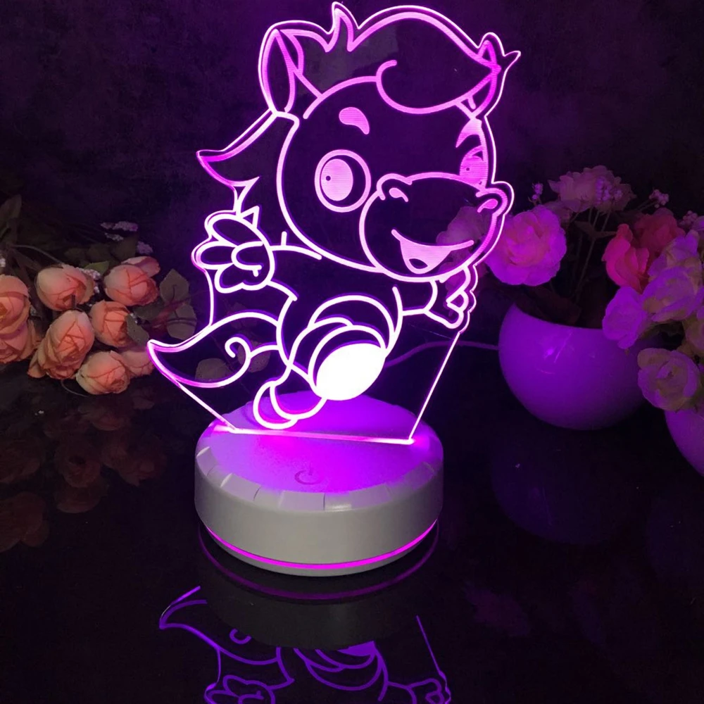 

Led 3D Night Light Horse Pattern Nightlight for Child Bedroom Decor Desk Lamp 16 Color with remote