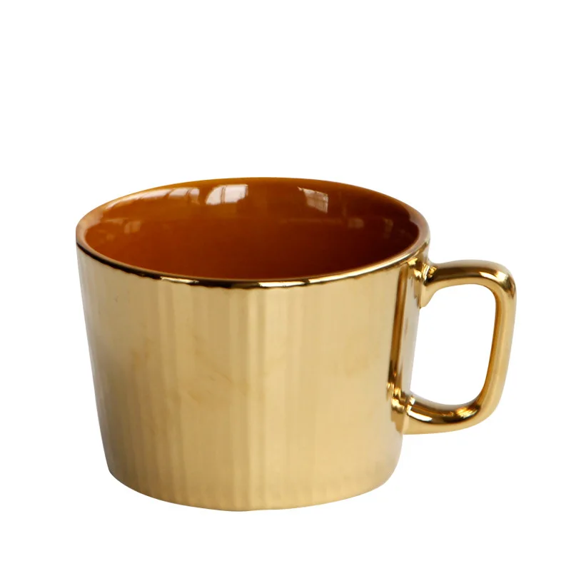 

European gold ceramic cups High-end hotel cups ion gold-plated Nordic style mug water cups