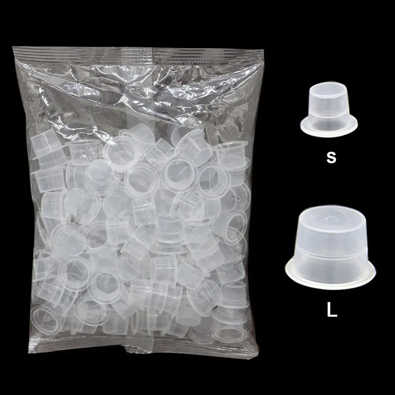 

2022 New Plastic Disposable Microblading Tattoo Ink Cups Permanent Makeup Pigment Clear Container Cap Holder Tattoo Accessory