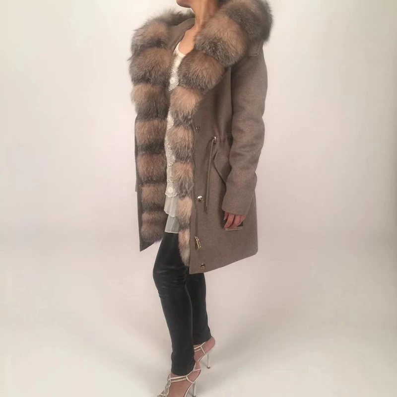 Женская зимняя парка пальто куртка длинная теплая легкая кашемировая ткань