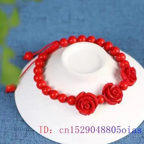 Cinnabar цветок браслет амулет Мода Резные ювелирные изделия женские подарки