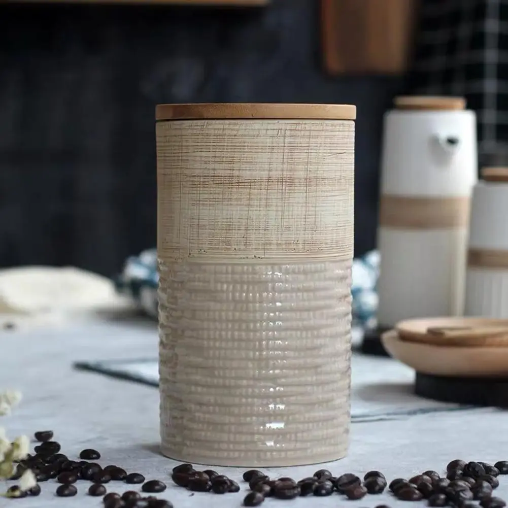 

Creative ceramic coffee bean jar storage bottle handmade sealed coffee bottle dry sugar kitchen fruit cereal storage tank