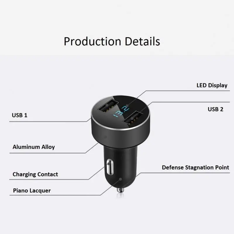 Новый 3.1A устройство для автомобиля с двумя портами USB зарядное со светодиодным