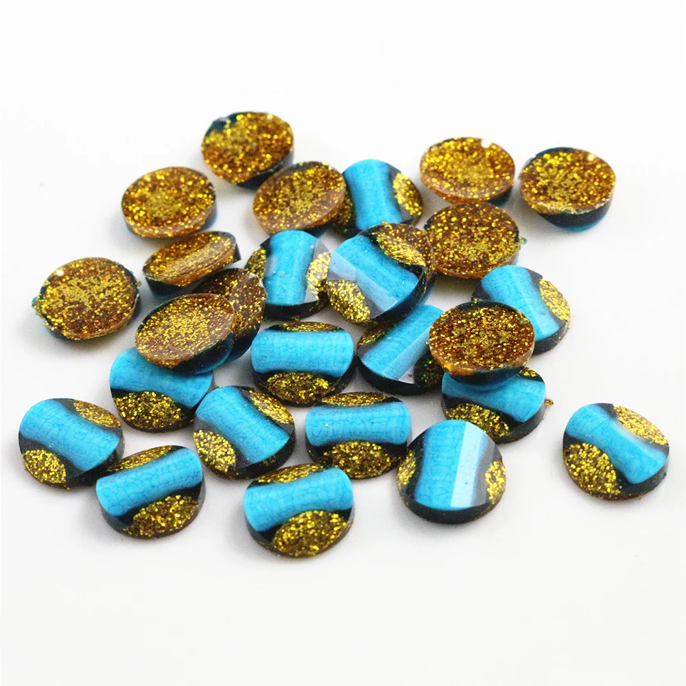 Новая мода 40 шт 12 мм вышитый узор блестящие разноцветные плоские задние кабошоны