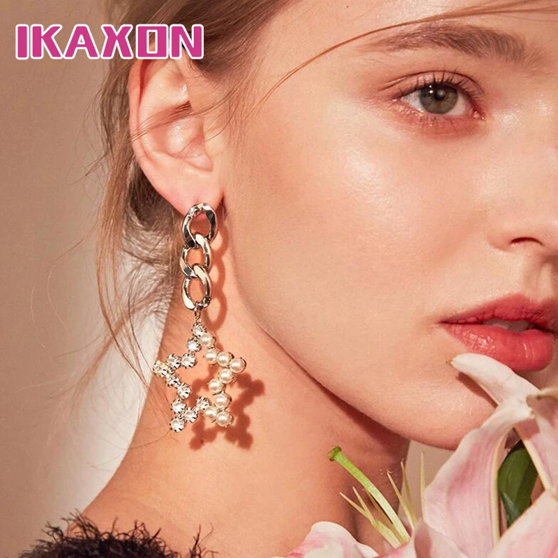 Модные серьги-подвески из тяжелого металла с круглой цепочкой роскошные