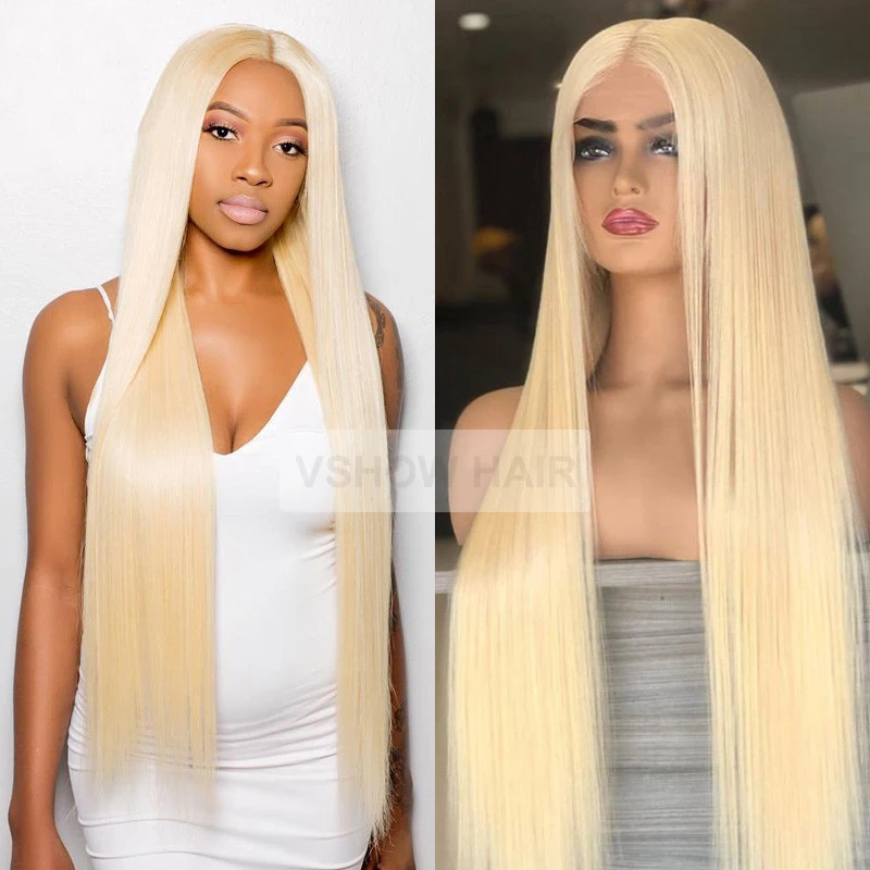 

613 Honey Blonde Lace Front Human Hair Wig 28 Inch Remy Straight Brazilian 13x4 Lace Frontal Wigs with Baby Hair for Women VSHOW