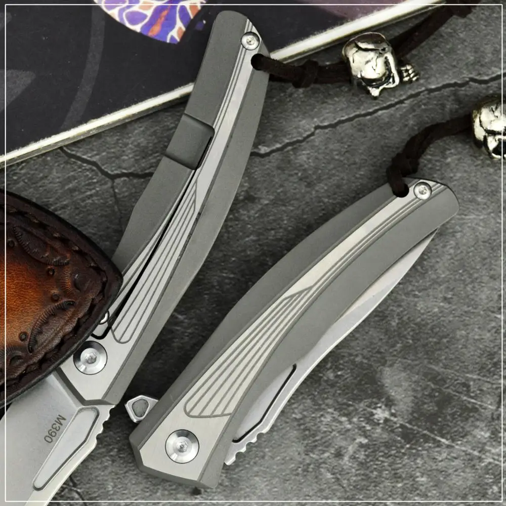 ФОРСЕЙЛ-M390 Складной нож с клинком из порошковой стали, с рукояткой из титанового сплава, с керамическими шарикоподшипниками КВТ, для использования на открытом воздухе, как инструмент для повседневной носки.