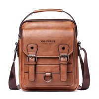 mens fashion leather messenger bag retro business single shoulder bags tablet carrier zipper briefcase crossbody handbag