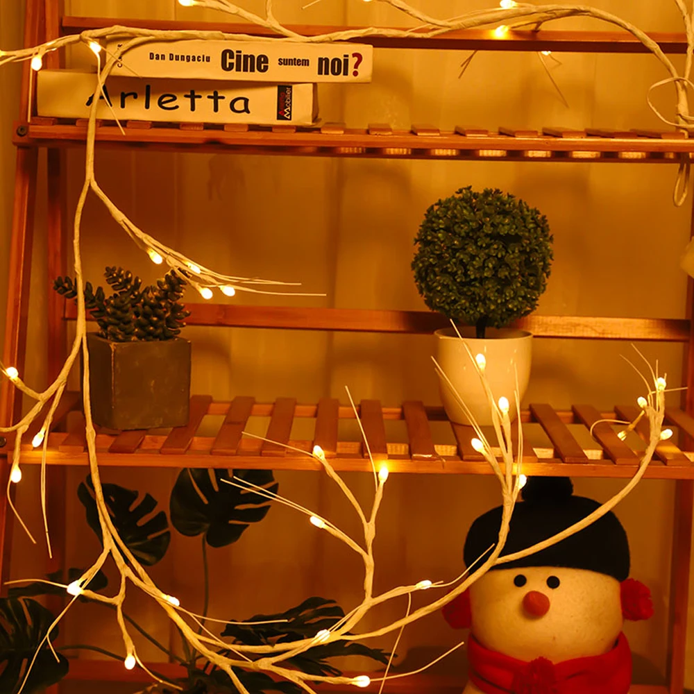 

Birch Garland Lights 6FT 48 LED Battery Operated - Lighted Twig Vine for Christmas Fireplace Decoration Indoor Outdoor Use