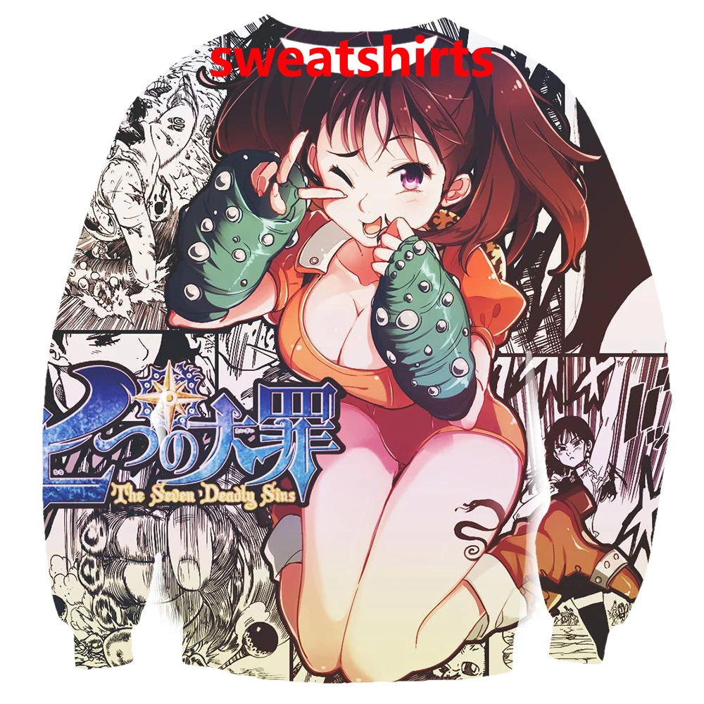 Семь смертных грехов Диана 3d принт футболка/свитеры с капюшоном на молнии в стиле