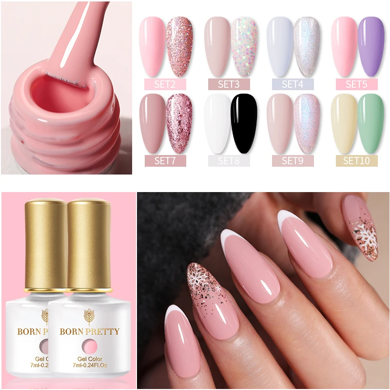 

BORN PRETTY 2 Bottles 7ml Color Party Series Nail Gel Kit Colorful Semi Permanent Varnish Manicuring Soak Off UV Gel Polish