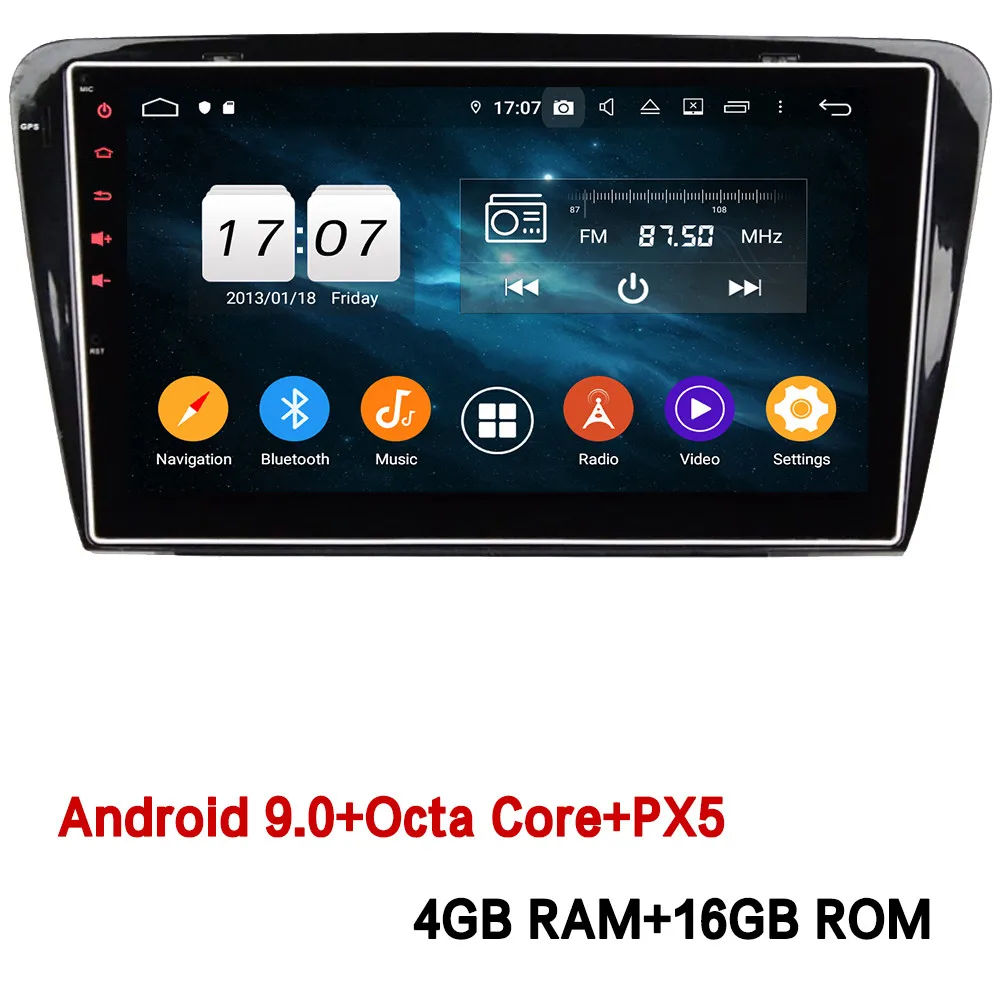 4GB RAM x 16GB ROM Klyde 10," ips 4G Android 9,0 Восьмиядерный 4 Гб ОЗУ 64 Гб ПЗУ DSP BT автомобильный DVD мультимедийный плеер радио для Skoda Octavia A7 - Цвет: 4GB RAM x 16GB ROM