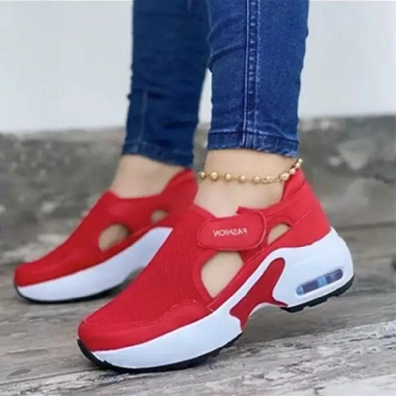 

Women Fashion Vulcanized Sneakers Platform Solid Color Flats Ladies Shoes Casual Breathable Wedges Ladies Walking Sneakers
