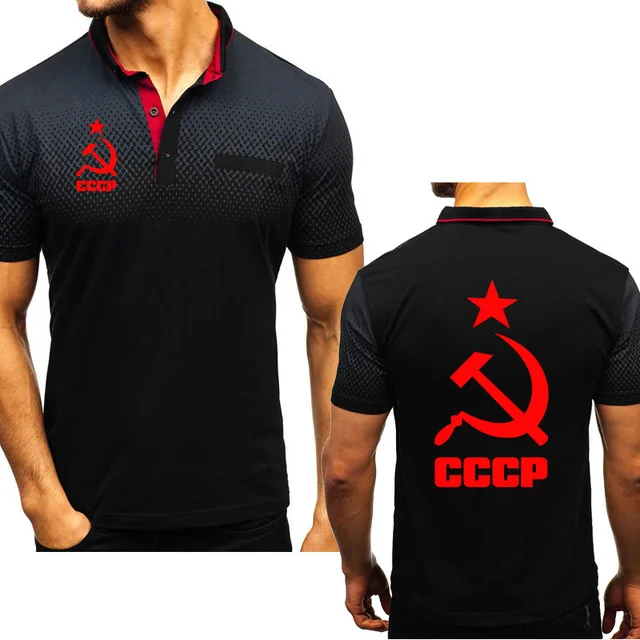 Мужская Летняя хлопковая рубашка CCCP уникальная мужская с коротким рукавом и