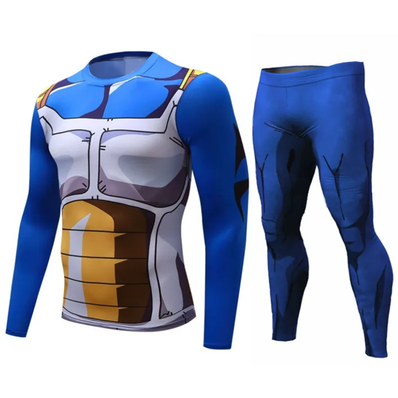 Футболка компрессионная Мужская 20 цветов Аниме Костюм Vegeta Son Goku уличная одежда