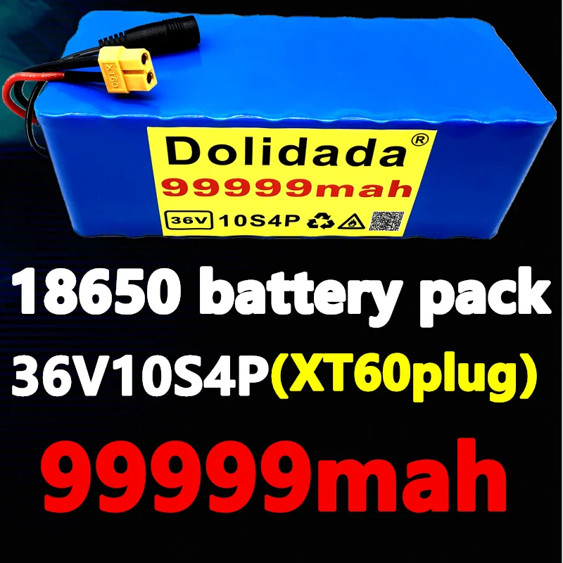 

Новый аккумулятор 2021 36 В 10S4P 99,999ah 1000 Вт аккумулятор высокой мощности 42 в 99999 мАч для электровелосипеда BMS XT60plug