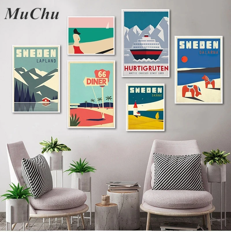 Швеция Дания путешествия искусство Картина на холсте скандинавские картины и