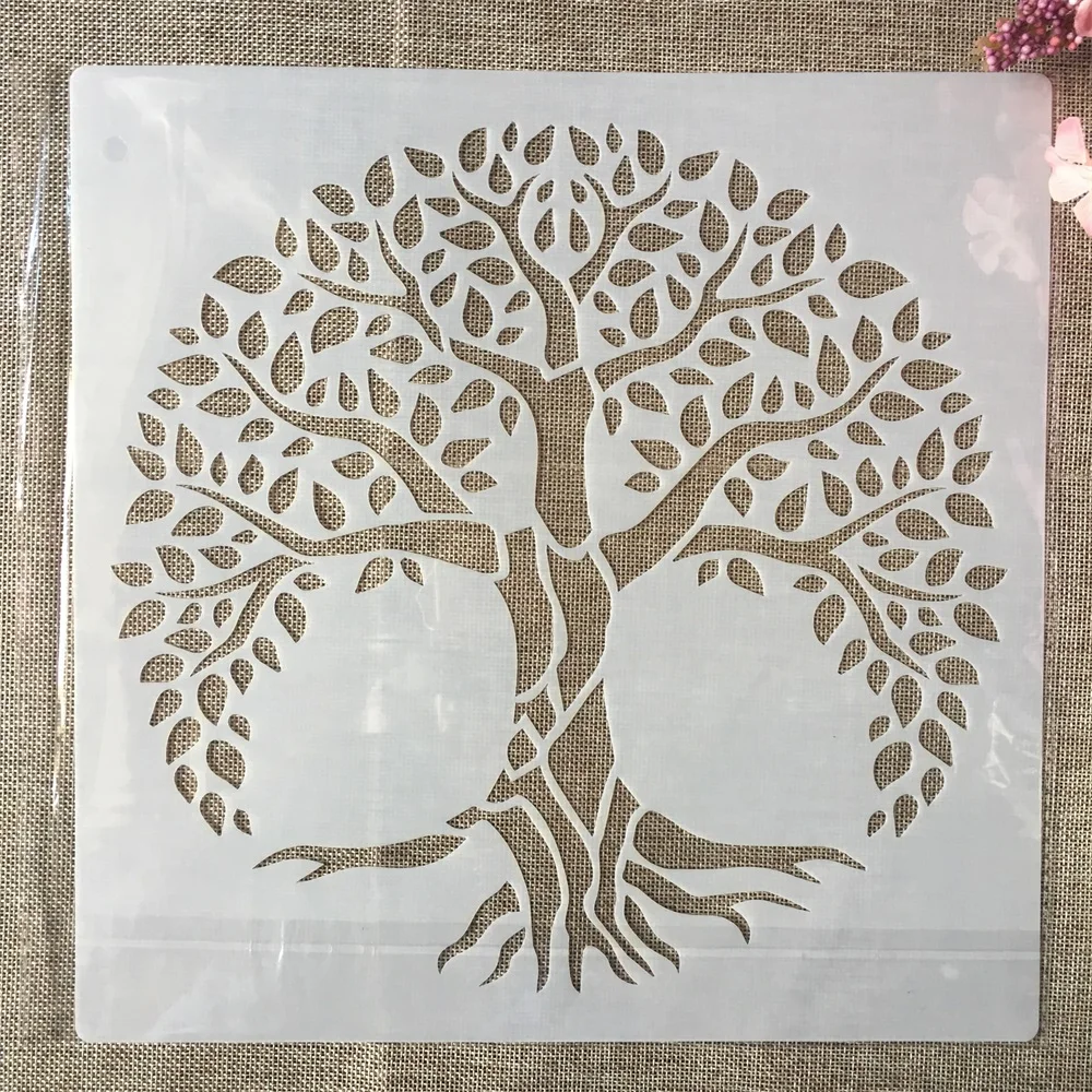 30*30 см большая Мандала Lucky Tree DIY трафареты для наслоения настенная живопись