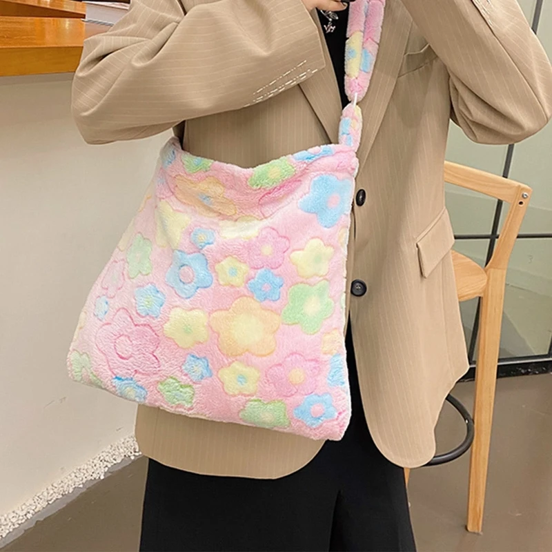 Модная Женская дорожная сумка пушистые сумки на плечо легкие плюшевые теплые