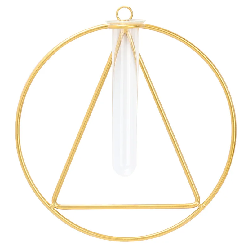 

Nordic Minimalist Ins Wrought Iron Geometric Glass Test Tube Hydroponics Wall Hanging Creative Home Storefront Wall Decoration